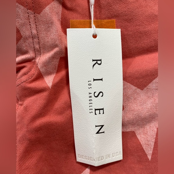NWT Risen Jeans in Peach Pink Denim White Star Print Women’s Size 11/30 - Picture 9 of 15